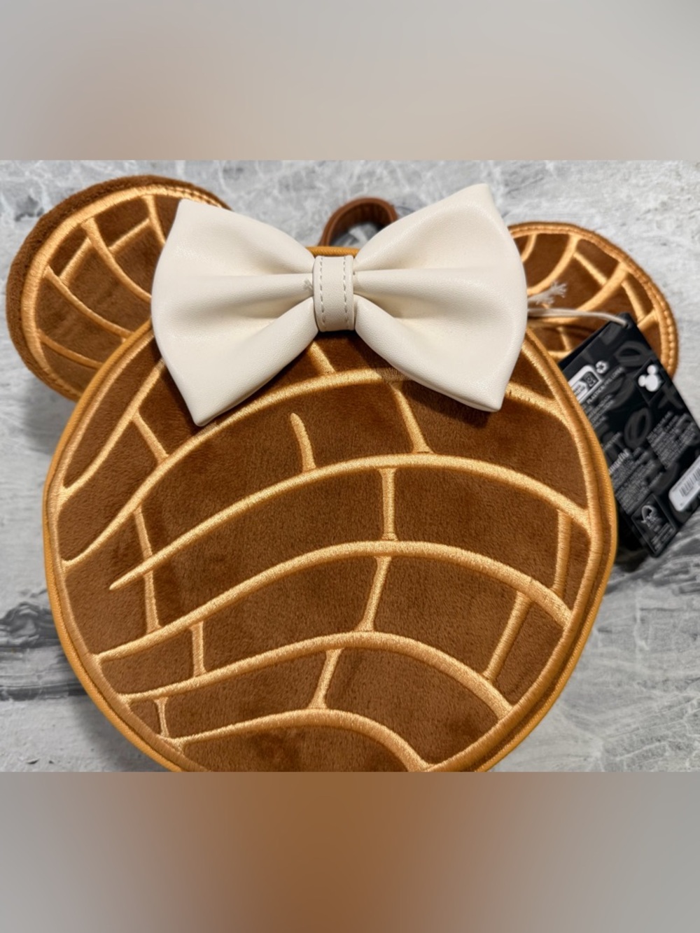Loungefly Brown and Cream Melon Pan Bear Ear Mini Backpack